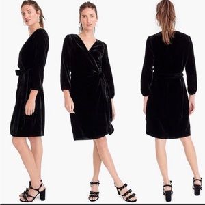 NWOT J.Crew black Velvet Wrap Side Tie Dress (Size 0)